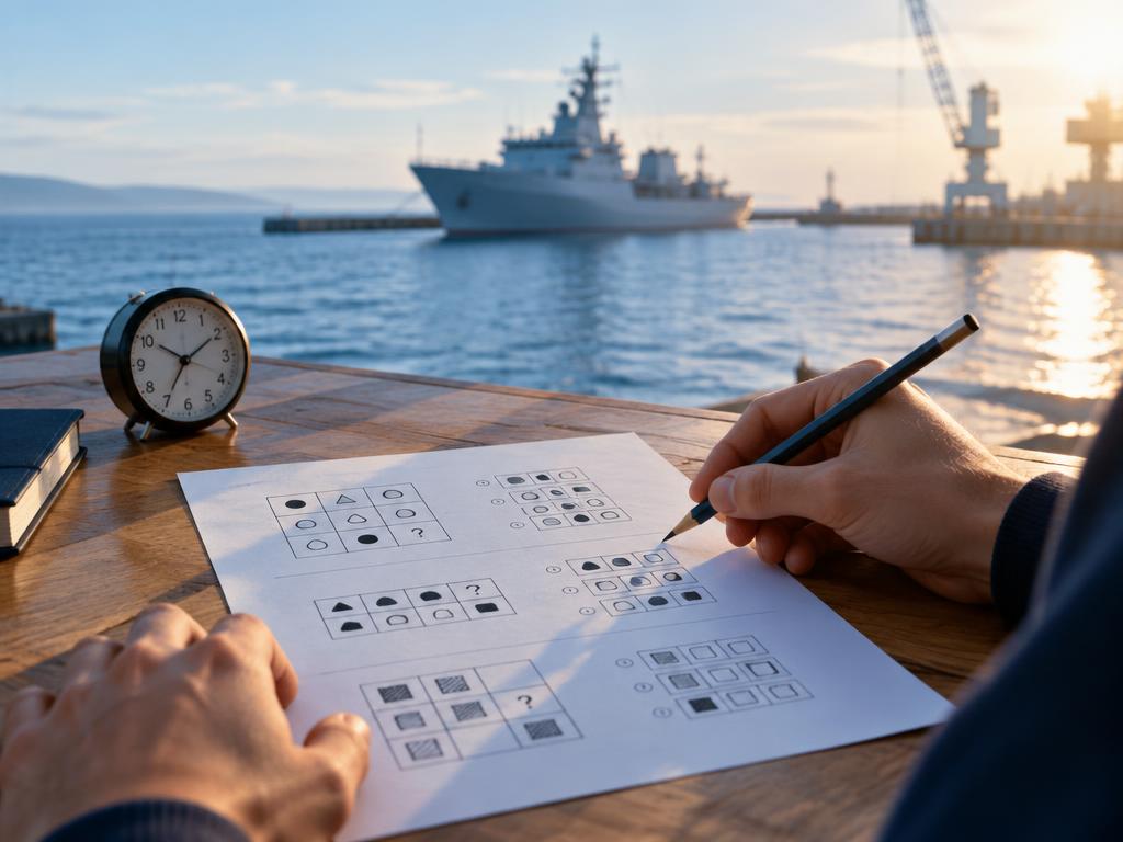 Preparación de la prueba de aptitudes junto a un puerto naval
